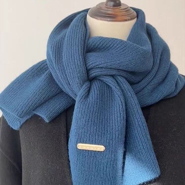 Korean-style Women'snew Solid-color Knitted Scarf