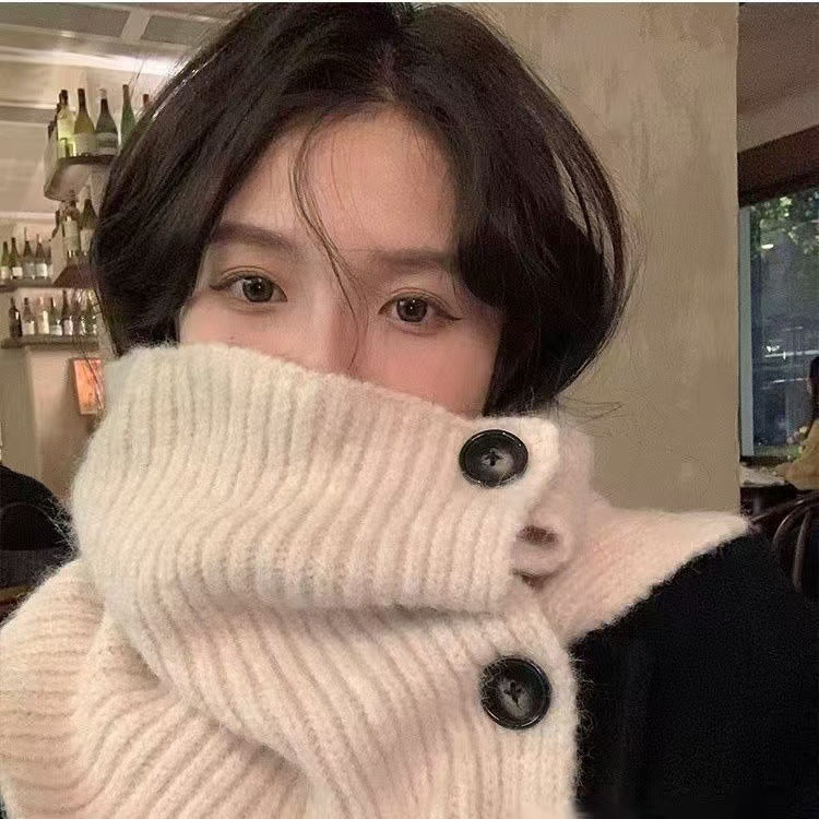 Korean-style Women'snew Solid-color Knitted Scarf