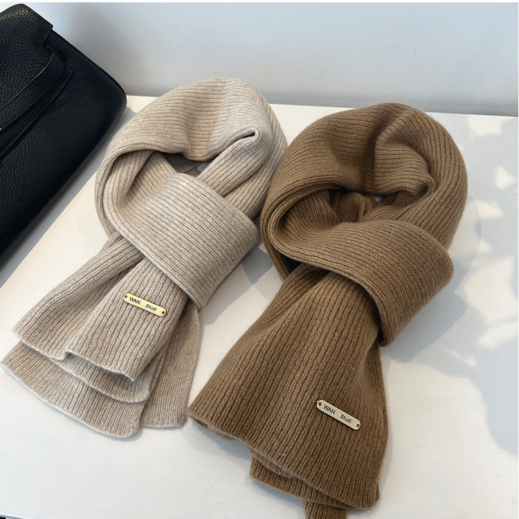 Korean-style Women'snew Solid-color Knitted Scarf